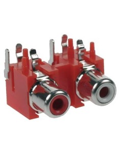 DUBBELE VROUWELIJKE RCA-STEKKER, NIKKEL, PCB MOUNT