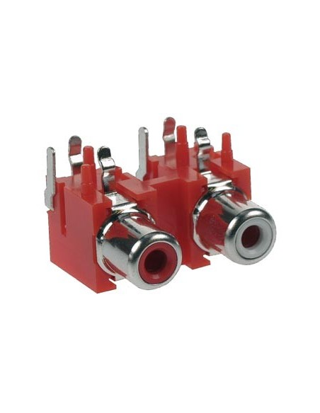 DUBBELE VROUWELIJKE RCA-STEKKER, NIKKEL, PCB MOUNT