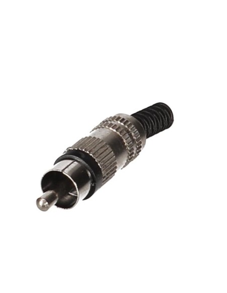 MANNELIJKE RCA PLUG - VERNIKKELD - ZWART
