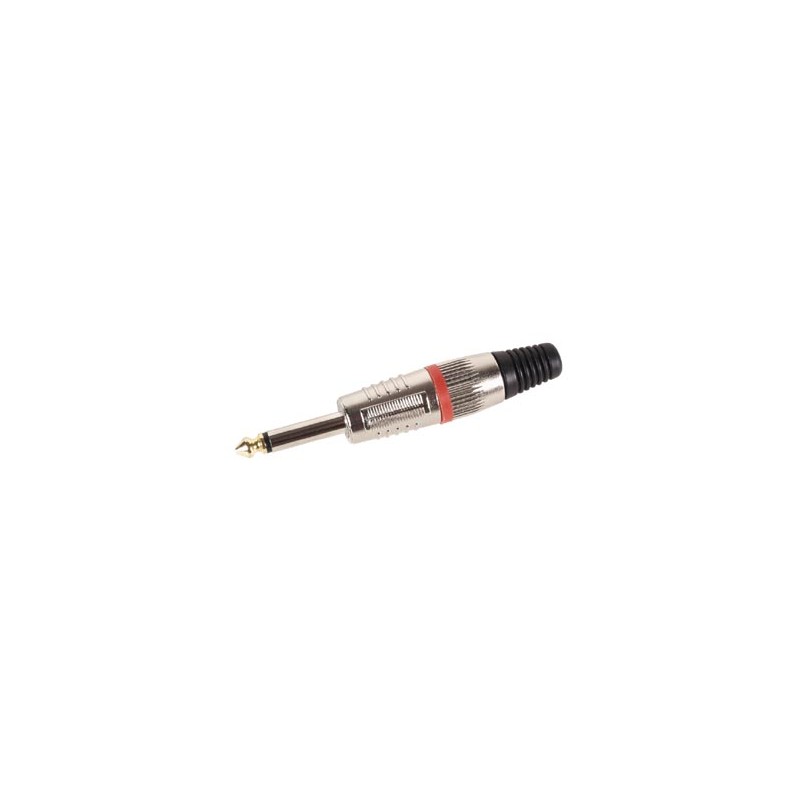 PROFESSIONAL MALE 6.35mm MONO JACK - RED - GOLD TIP
