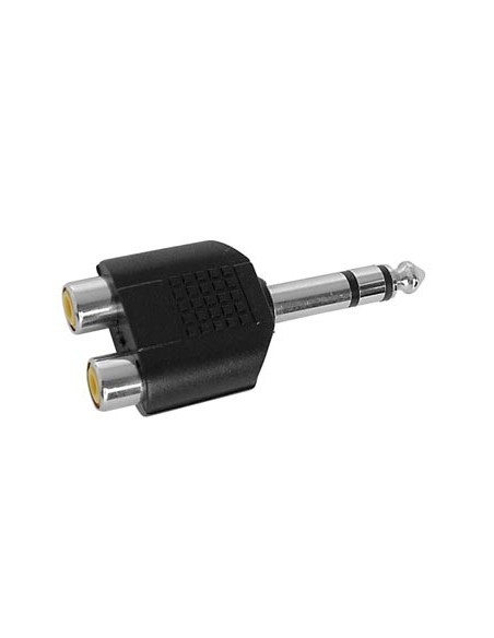 DOUBLE RCA FEMELLE VERS JACK MALE 6.35mm STEREO