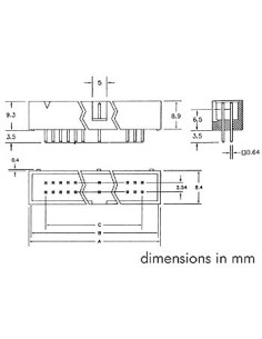 MESSERLEISTE 2.54mm GERADE - 16-POL. 2