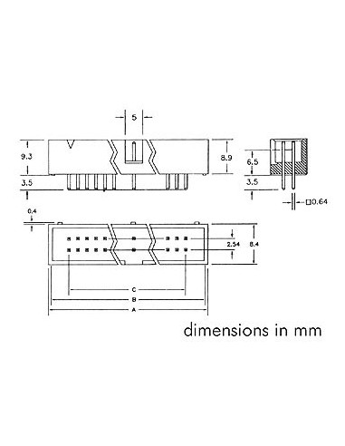 BOX HEADER 2.54mm RECHT - 20 PENNEN