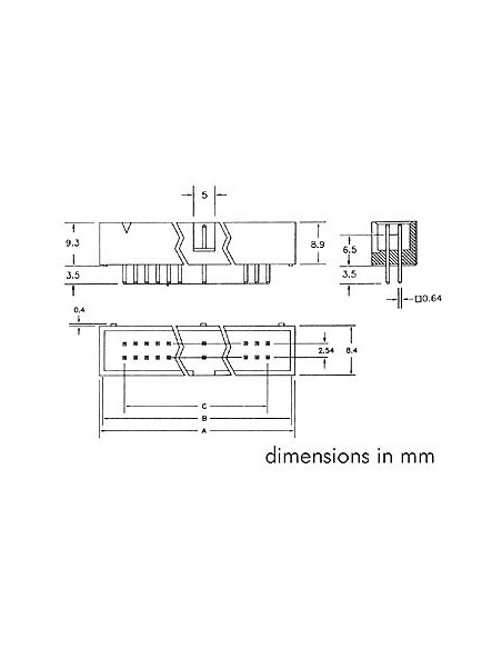 BOX HEADER 2.54mm RECHT - 20 PENNEN