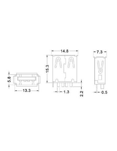 USB-BUCHSE TYP A, 'SINGLE CONNECTOR' 180°,...