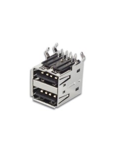 USB A VROUWELIJK, DUBBELE CONNECTOR 90°, VOOR PCB