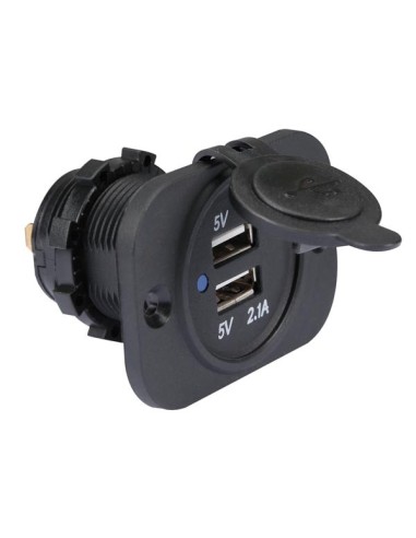 FLUSH MOUNT USB CAR CHARGER (12-24 VDC IN,2 x 5 V OUT)