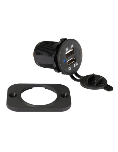 FLUSH MOUNT USB CAR CHARGER (12-24 VDC IN,2 x 5...