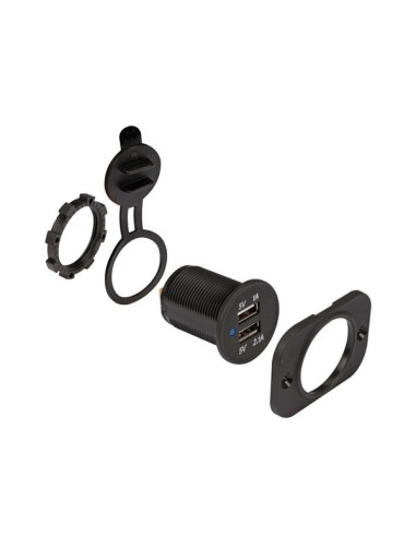 FLUSH MOUNT USB CAR CHARGER (12-24 VDC IN,2 x 5...