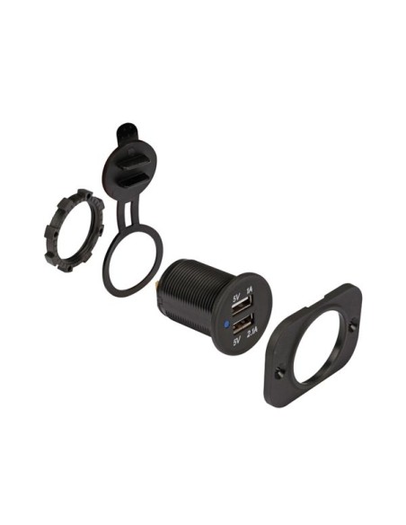 FLUSH MOUNT USB CAR CHARGER (12-24 VDC IN,2 x 5 V OUT)