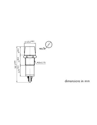 VOYANT CARRE 11.5 x 11.5mm 220V ROUGE