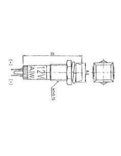 VIERKANTE SIGNAALLAMP 8 x 8mm 220V ROOD 2