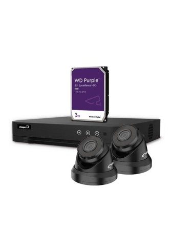 4 MP IP-VIDEOBEWAKINGSSET - 4-KANAALS NVR-RECORDER - 2 x ZWARTE IP DOME-CAMERA - 3 TB HD - KABELS