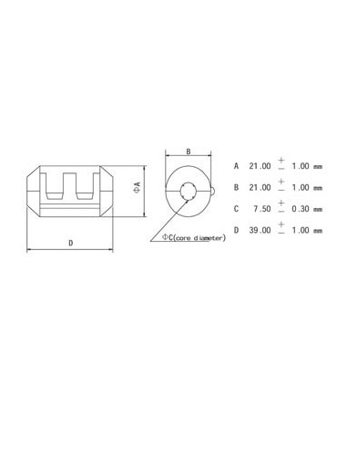 CLAMP FILTER FOR CABLES Ø7.5mm