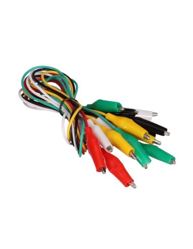 SET WITH 10 WIRES - 50 cm - 5 COLOURS WITH BOOTED CROCODILE CLIPS - 27 mm