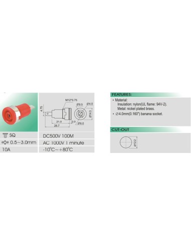 DOUILLE DE SECURITE "FAST ON" SELON IEC1010 - NOIR