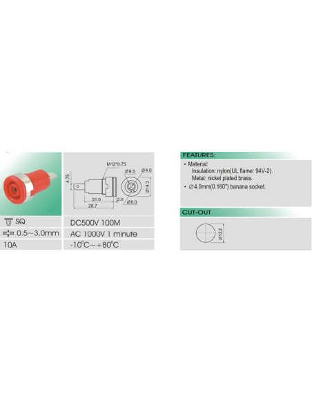 POLKLEMME IEC1010, FASTON - ROT