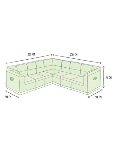 Outdoor cover for L-shaped lounge set - 250 cm