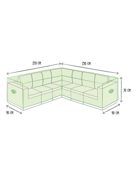 Outdoor cover for L-shaped lounge set - 250 cm