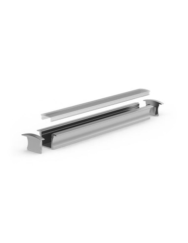 Recessed slimline 15 mm, anodized in silver,...