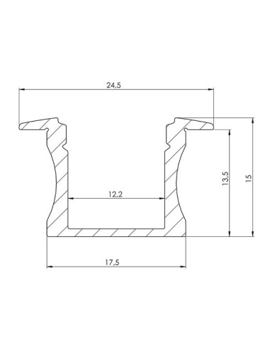 Inbouwprofiel slank 15 mm, zilver geanodiseerd,...