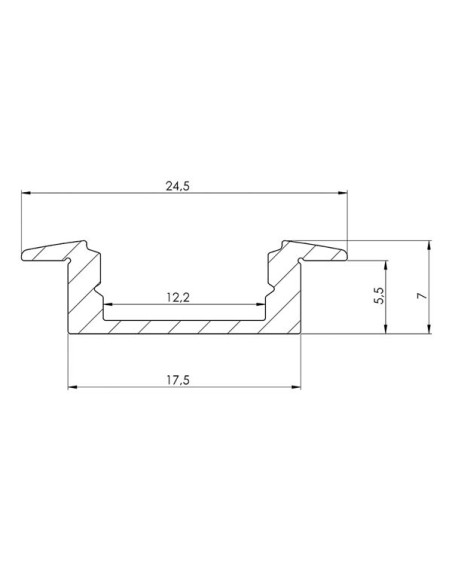 Recessed slimline 7 mm, anodized in silver, aluminium LED profile - 3 meter