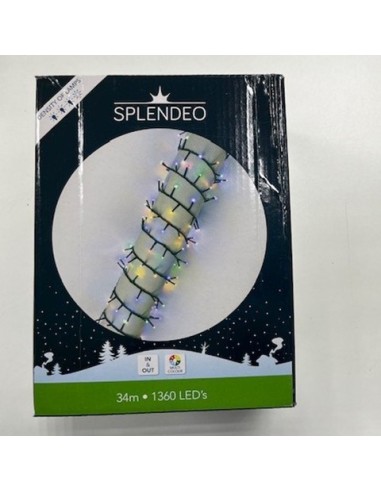 High density lightchain - 1360 lamps - multicolor LED - green wire - 34 m - 3 m leadwire - transformer