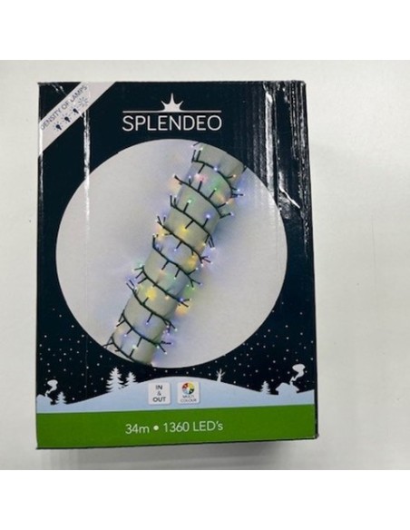 High density lightchain - 1360 LEDs - mehrfarbig - grünes Kabel - 34 m - Zuleitung: 3 m - Transformator