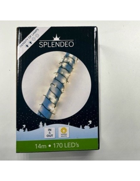 Medium density lightchain - 170 LED - blanc chaud - câble vert - 14 m - câble de raccordement de 3 m - transformateur