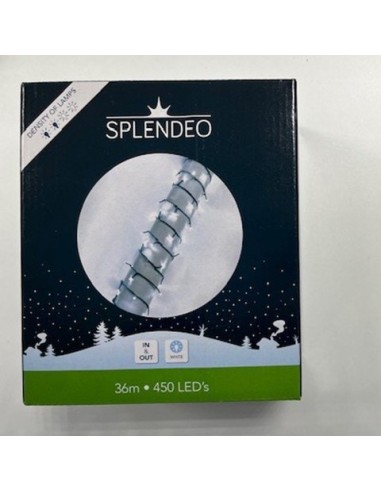 Medium density lightchain - 450 lamps - white LED - green wire - 36 m - 3 m leadwire - transformer