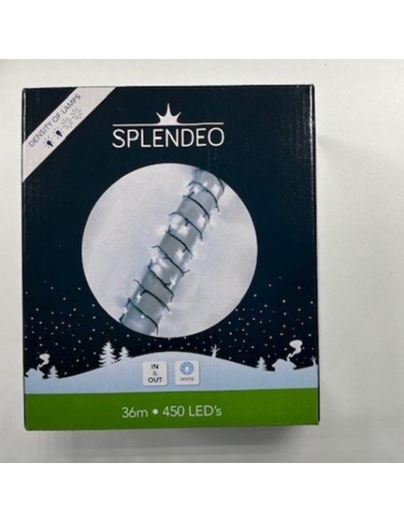 Medium density lightchain - 450 leds - wit - groene kabel - 36 m - 3 m aansluitsnoer - transformator