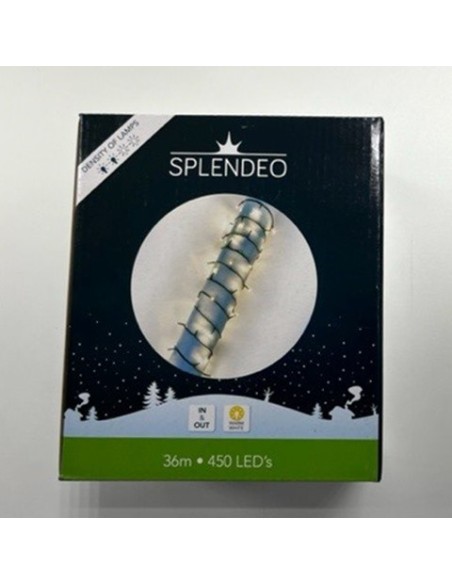 Medium density lightchain - 450 LED - blanc chaud - câble vert - 36 m - câble de raccordement de 3 m - transformateur