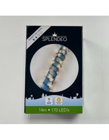 Medium density lightchain - 170 leds - warmwit - groene kabel - 14 m - 3 m aansluitsnoer - transformator