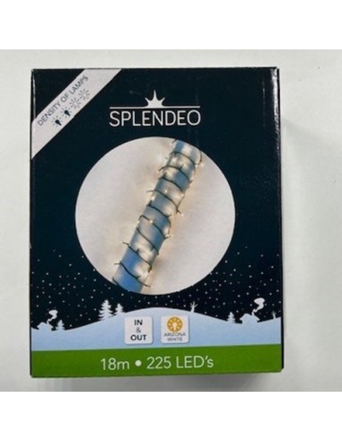 Medium density lightchain - 225 lamps - arizona white LED - green wire - 18 m - 3 m leadwire - transformer