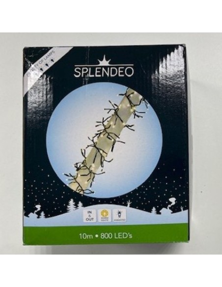 Extreme density lightchain - 800 lamps - warm white LED - black wire - 10 m - 3 m leadwire - modulator - transformer
