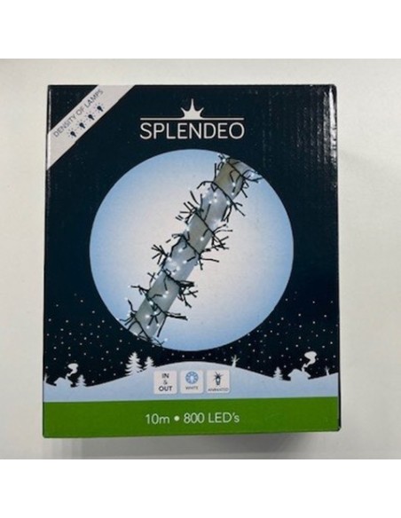 Extreme density lightchain - 800 leds - wit - zwarte kabel - 10 m - 3 m aansluitsnoer - transformator