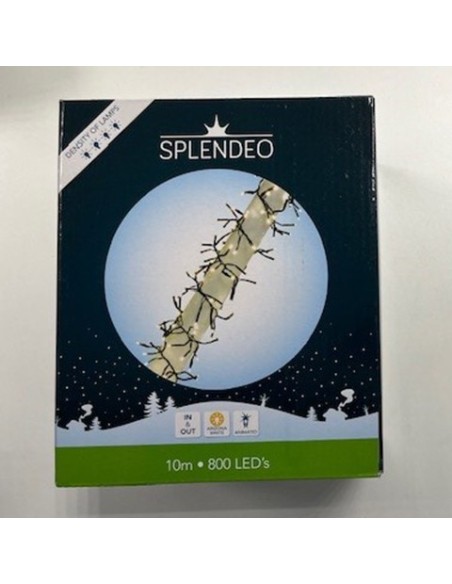 Extreme density lightchain - 800 leds - warmwit - zwarte kabel - 10 m - 3 m aansluitsnoer - transformator