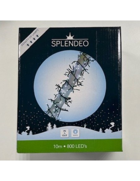 Extreme density lightchain - 800 leds - wit - zwarte kabel - 10 m - 3 m aansluitsnoer - transformator