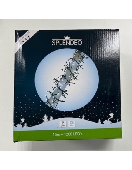Extreme density lightchain - 1200 LED - blanc - câble noir - 15 m - câble de raccordement de 3 m - transformateur