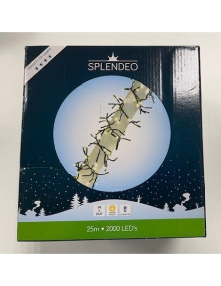 Extreme density lightchain - 2000 leds - warmwit - zwarte kabel - 25 m - 3 m aansluitsnoer - transformator