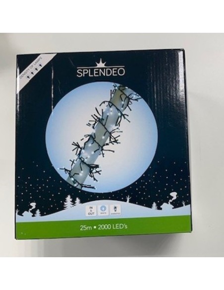 Extreme density lightchain - 2000 LEDs - Weiß - schwarzes Kabel - 25 m - Zuleitung: 3 m - Modulator - Transformator