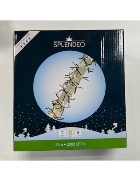 Extreme density lightchain - 2000 lamps - arizona white LED - black wire - 25 m - 3 m leadwire - modulator - transformer