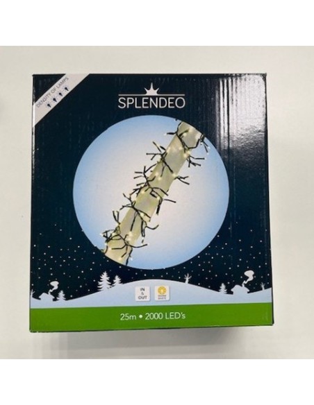 Extreme density lightchain - 2000 lamps - warm white LED - black wire - 25 m - 3 m leadwire - transformer