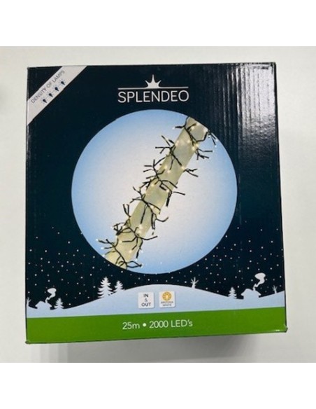 Extreme density lightchain - 2000 LEDs - Arizona white (blass Orange) - schwarzes Kabel - 25 m - Zuleitung: 3 m - Transformator