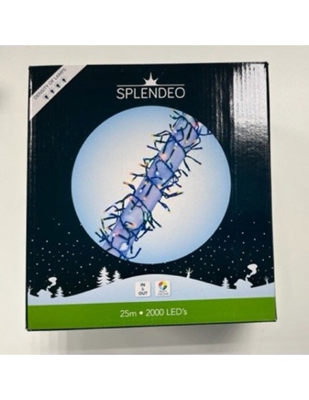 Extreme density lightchain - 2000 LEDs - mehrfarbig - schwarzes Kabel - 25 m - Zuleitung: 3 m - Transformator