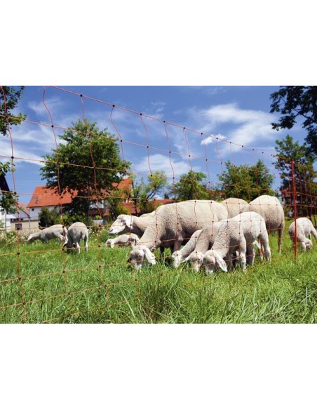 OviNet 90 cm, single prong, orange, red posts, electrif, 50 m