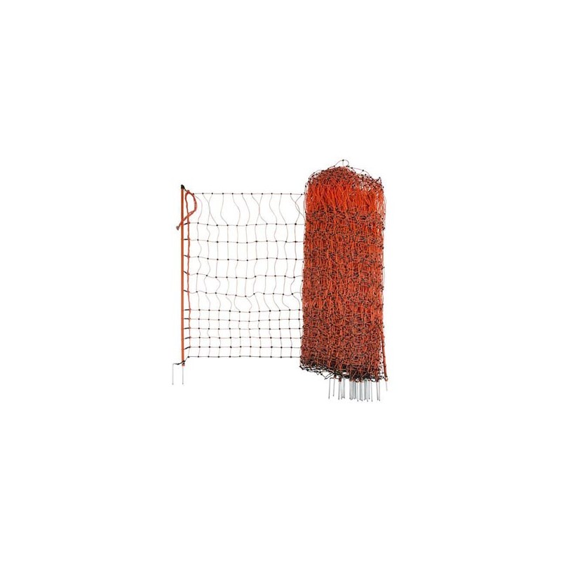 Poultry net 50 m, orange,112cm single prong, electrifiable