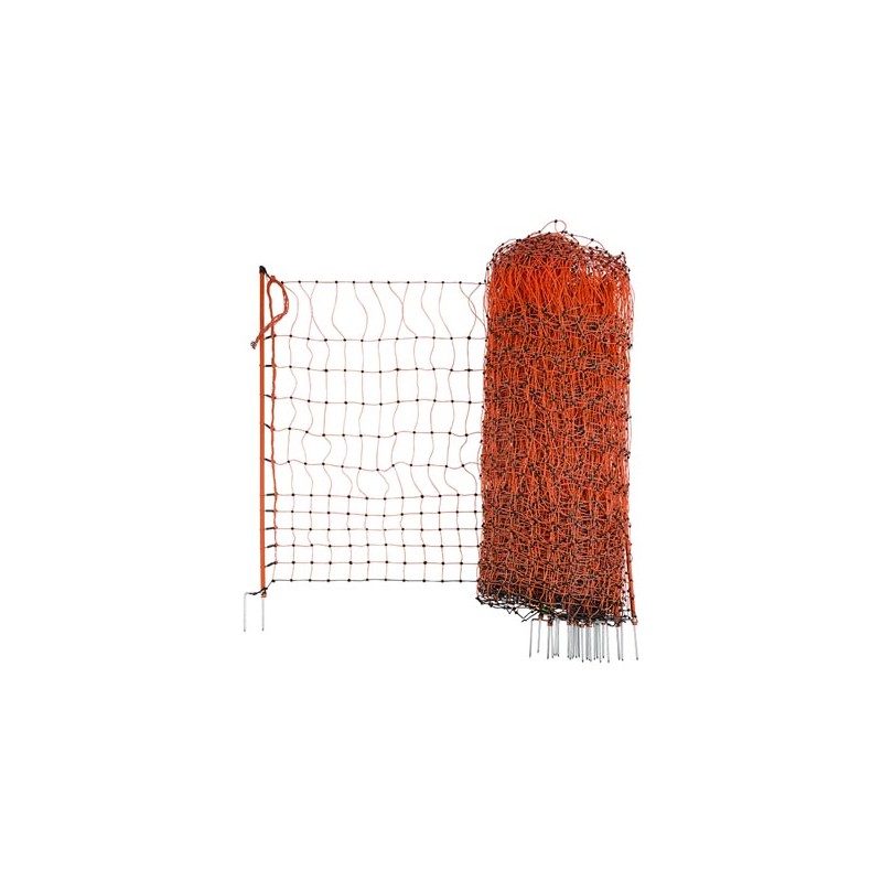 Poultry net 50 m, orange,112cm double prong, electrifiable