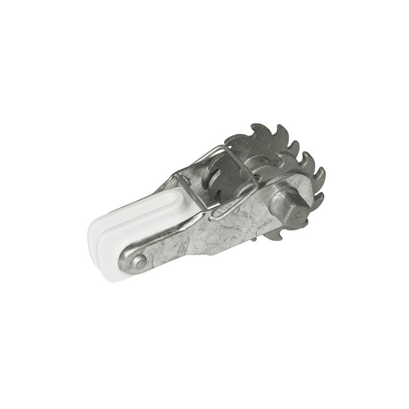 Gear-toothed wire tensioner with integrated insulator