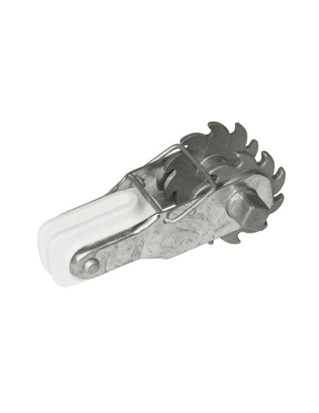 Gear-toothed wire tensioner with integrated insulator